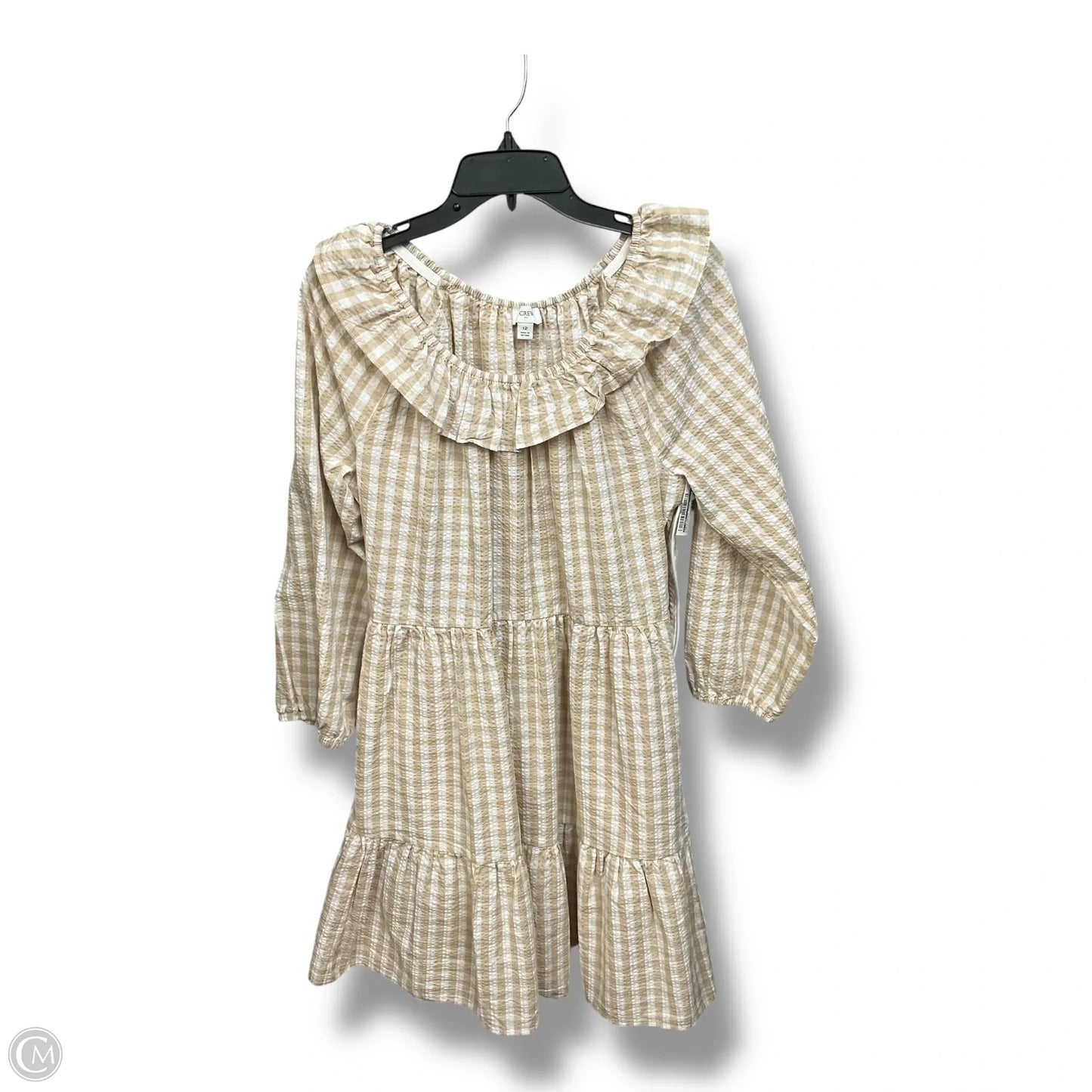 Dress Casual Midi By J. Crew In Tan & White, Size: L