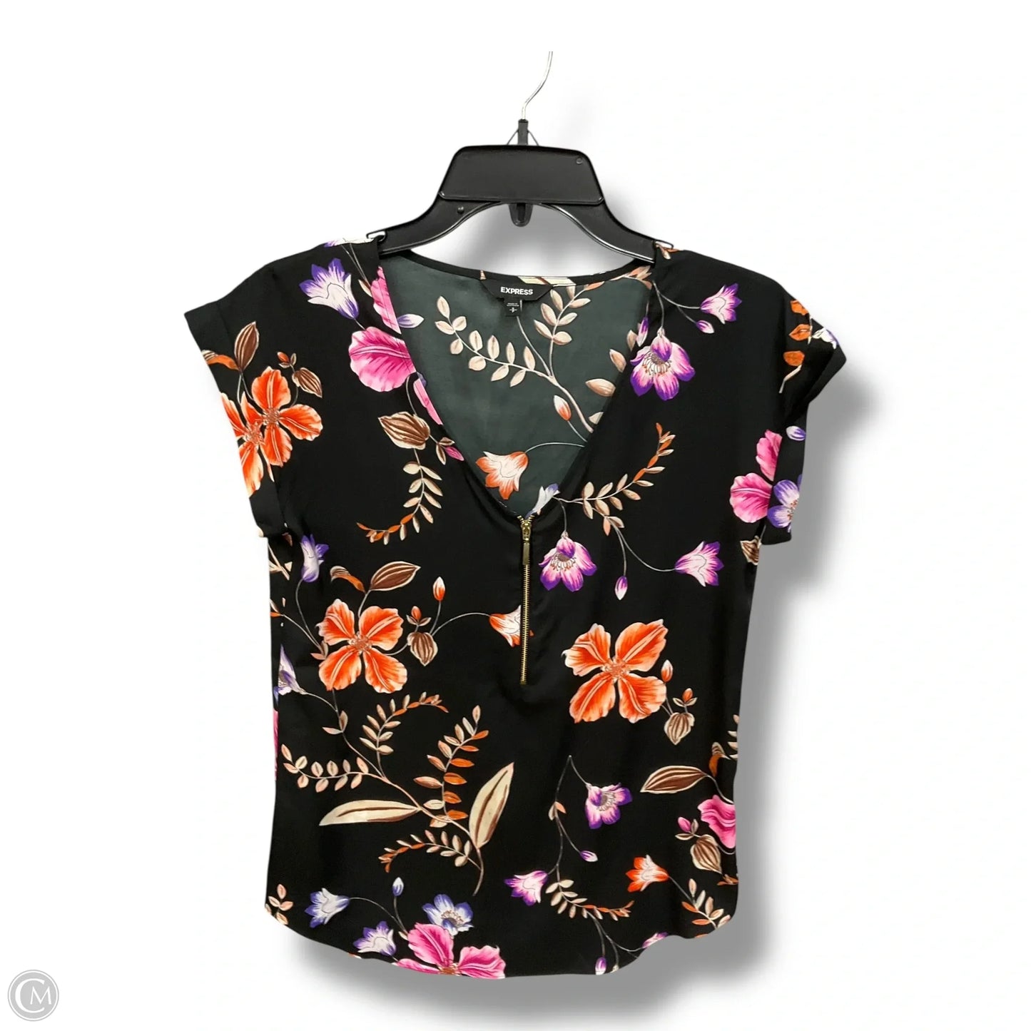 Top Short Sleeve By Express In Floral Print, Size: S