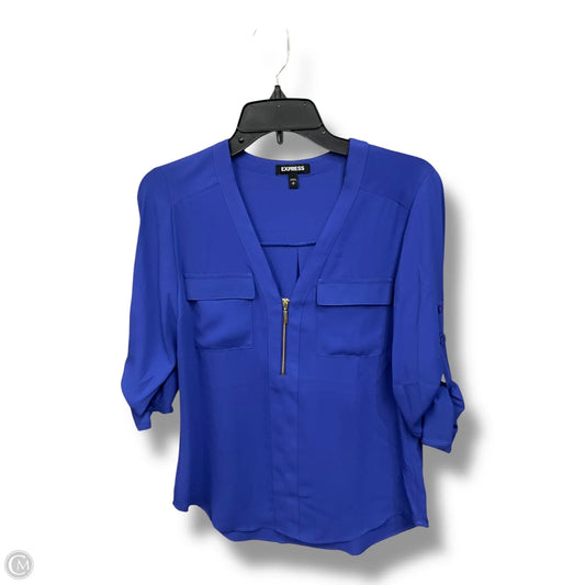 Blouse 3/4 Sleeve By Express In Blue, Size: S
