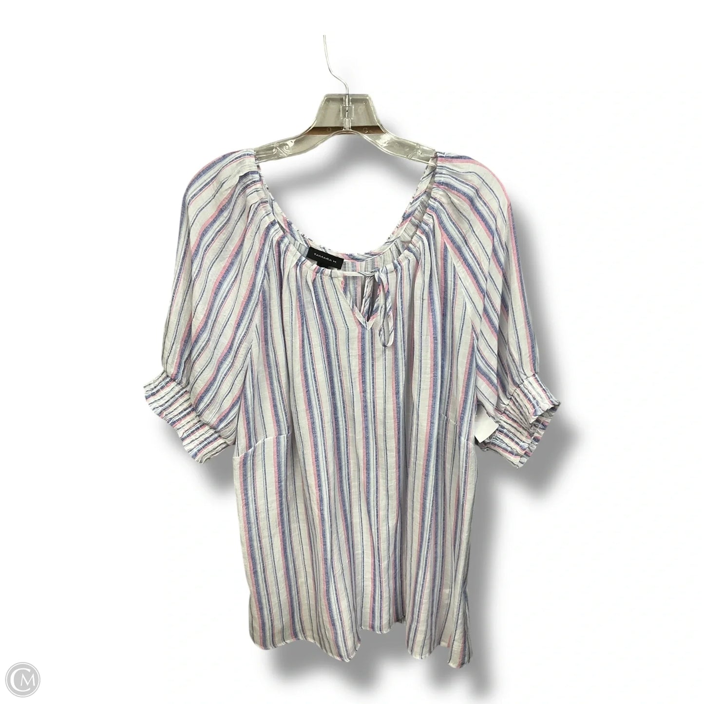 Top Short Sleeve By Tamara H In Striped Pattern, Size: 1x