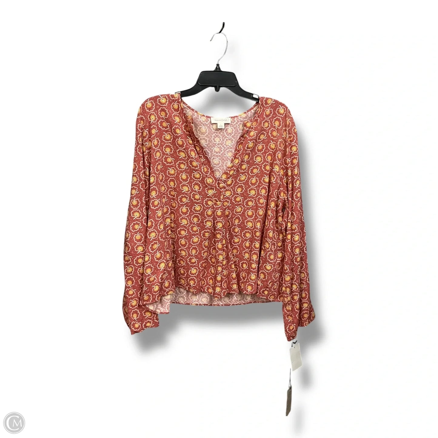 Top Long Sleeve By Treasure And Bond In Mauve, Size: L