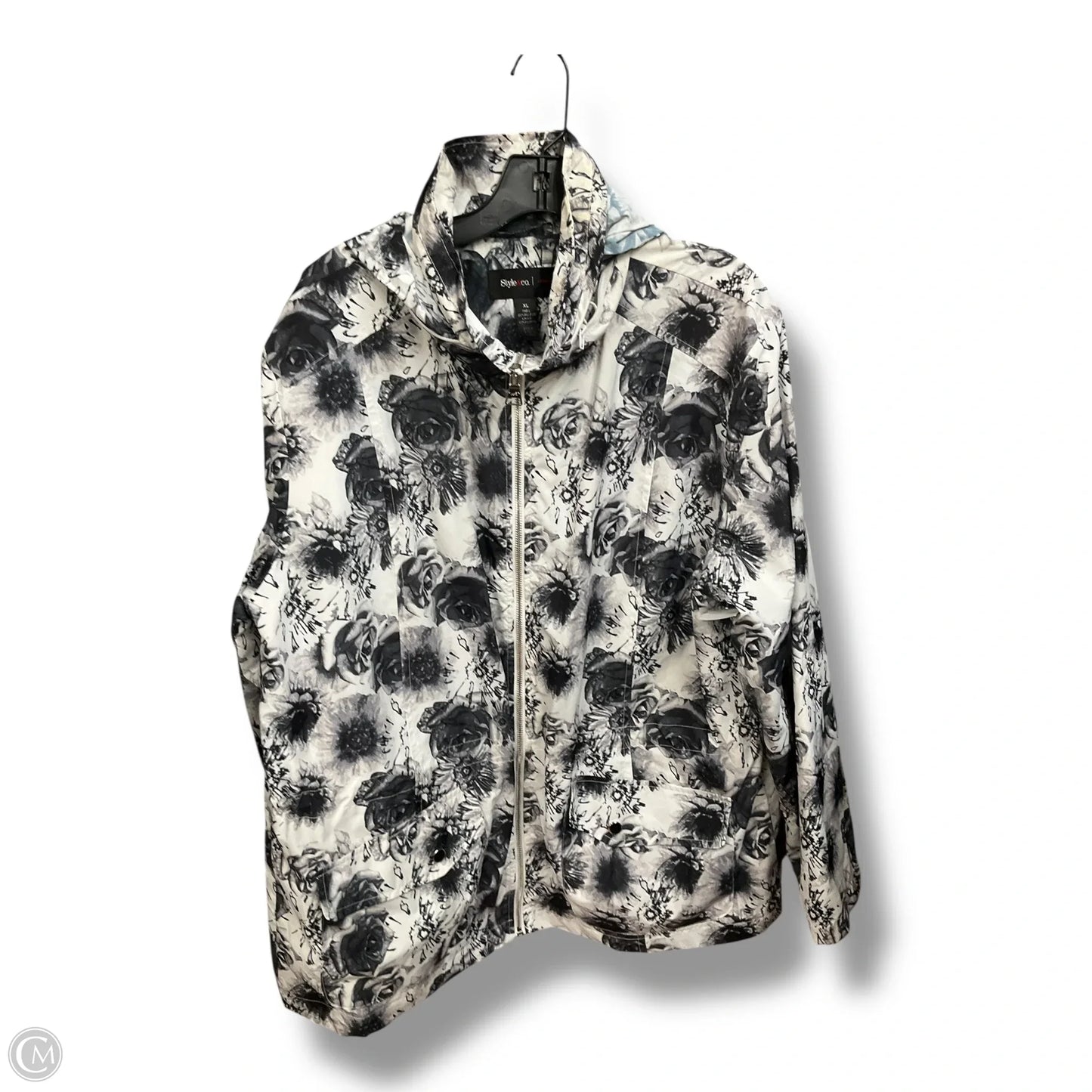 Coat Raincoat By Style And Company In Floral Print, Size: Xl