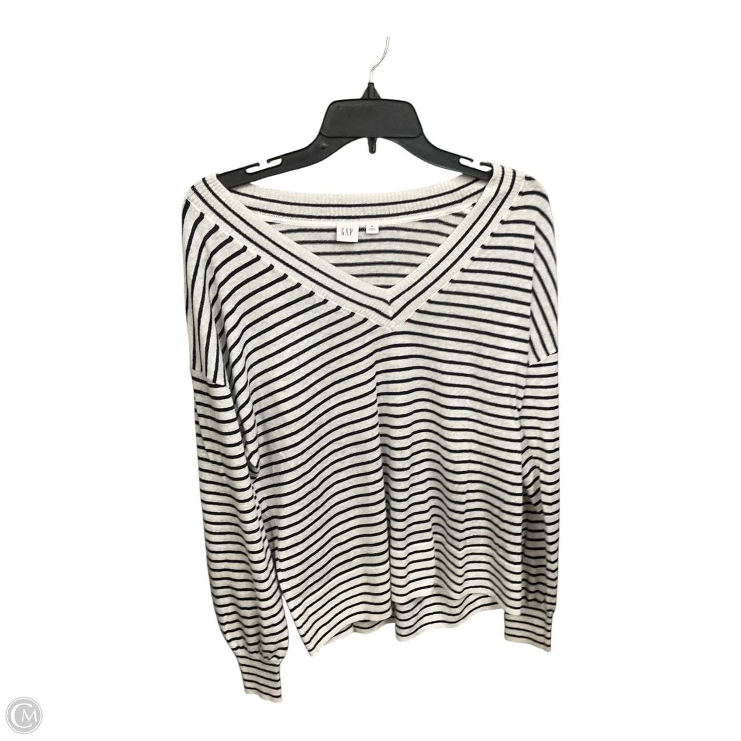 Top Long Sleeve By Gap In Blue & White, Size: M