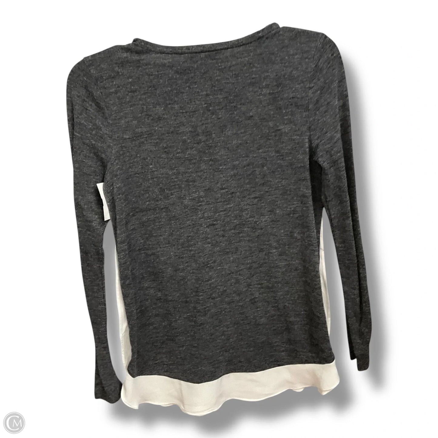 Top Long Sleeve By Loft In Grey & White, Size: Xxsp