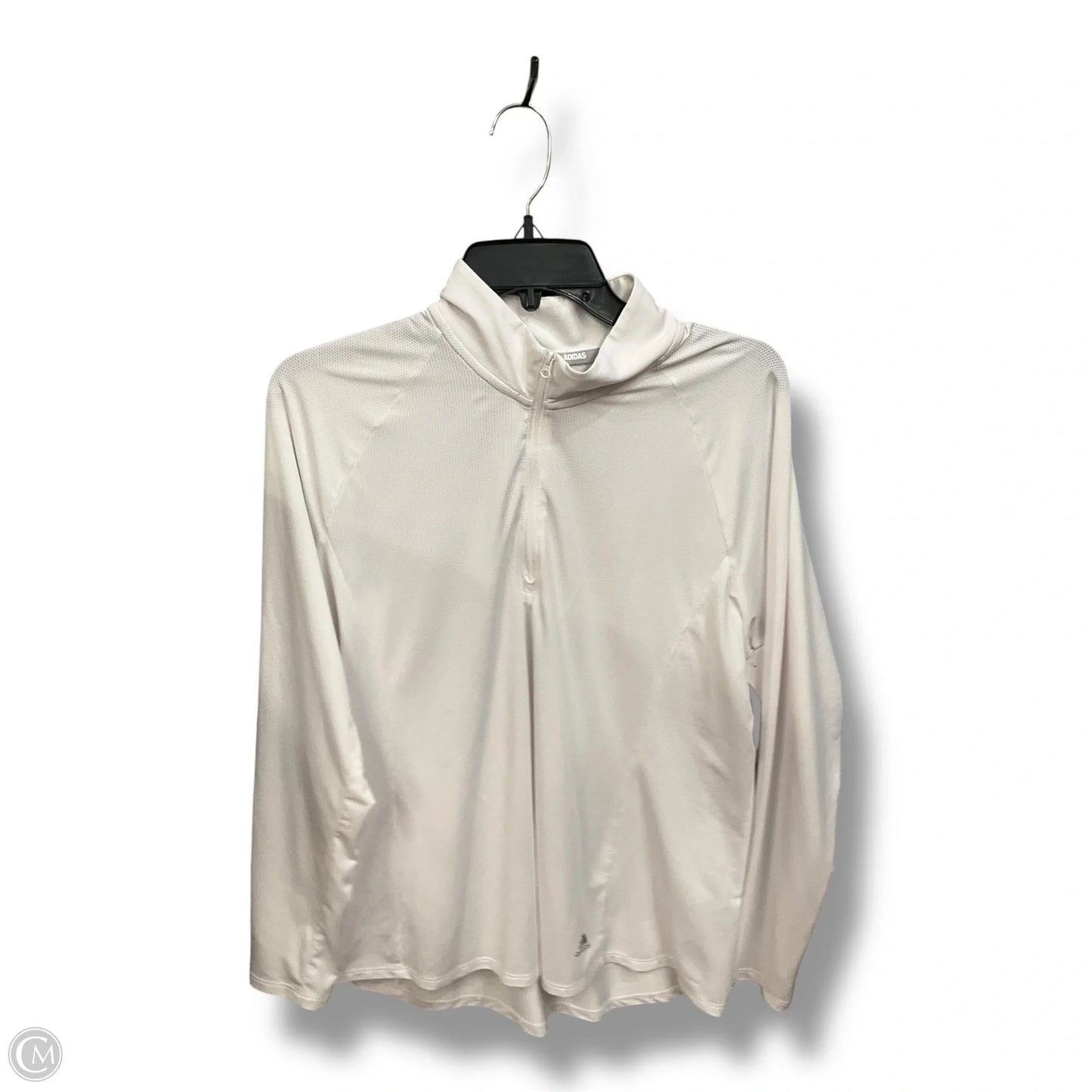 Athletic Top Long Sleeve Collar By Adidas In White, Size: Xl