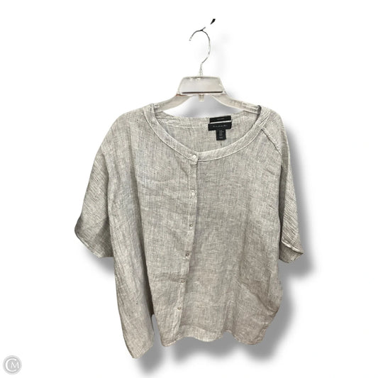 Blouse Short Sleeve By T Tahari In Grey, Size: M