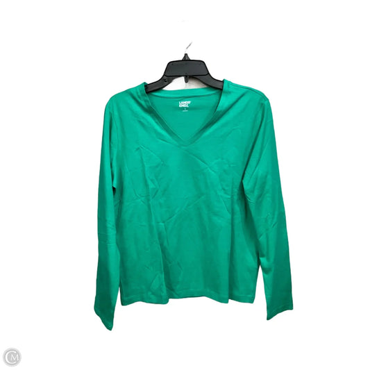 Top Long Sleeve Basic By Lands End In Green, Size: S