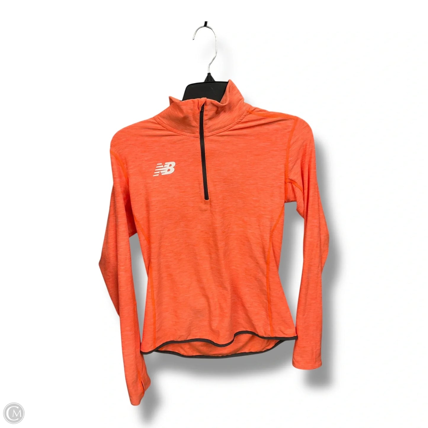 Athletic Top Long Sleeve Collar By New Balance In Orange, Size: M