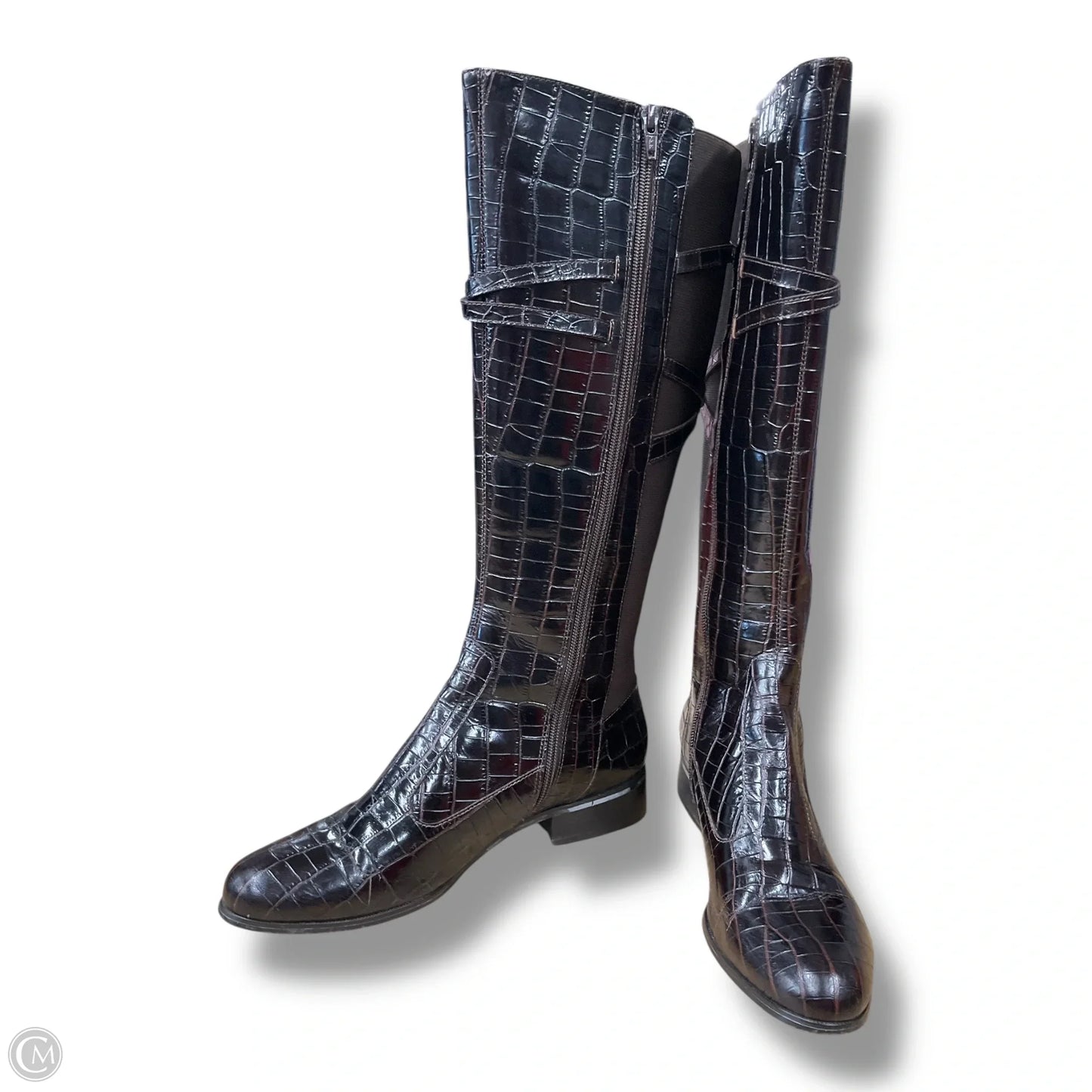 Boots Mid-calf Heels By Chicos In Brown, Size: 9.5