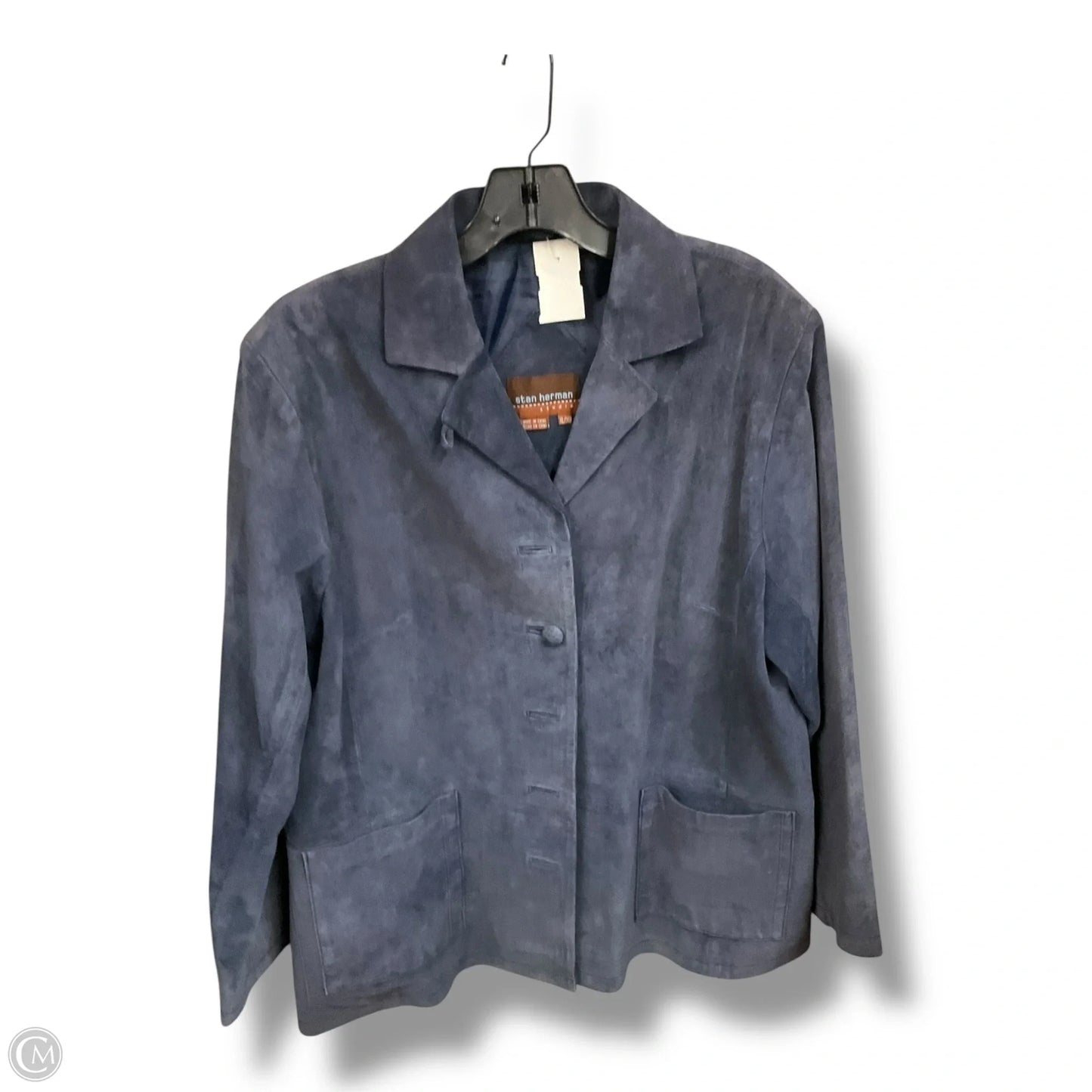 Jacket Leather By Clothes Mentor In Blue, Size: Xl