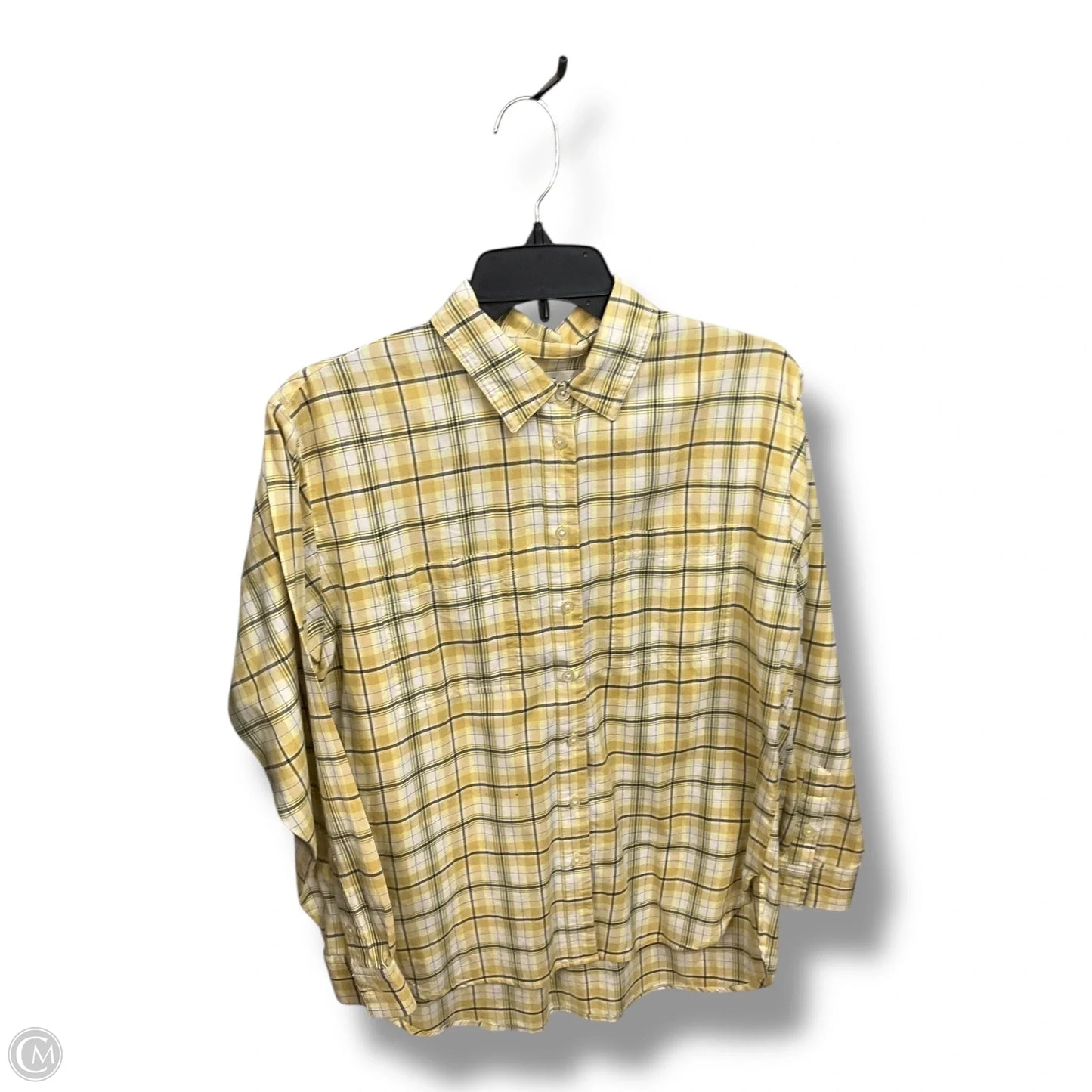 Blouse Long Sleeve By Loft In Plaid Pattern, Size: S