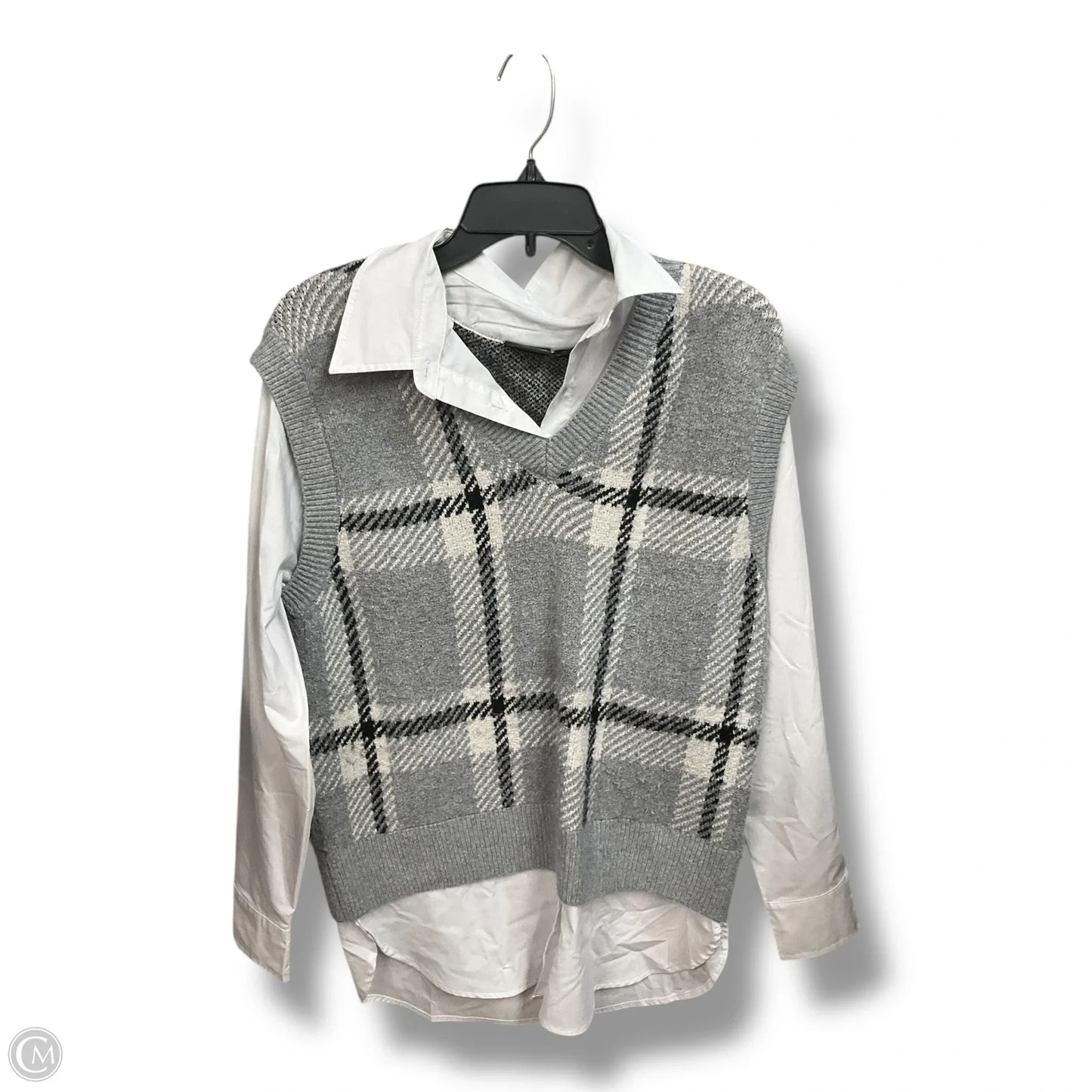 Top Long Sleeve By Rachel Zoe In Grey & White, Size: L