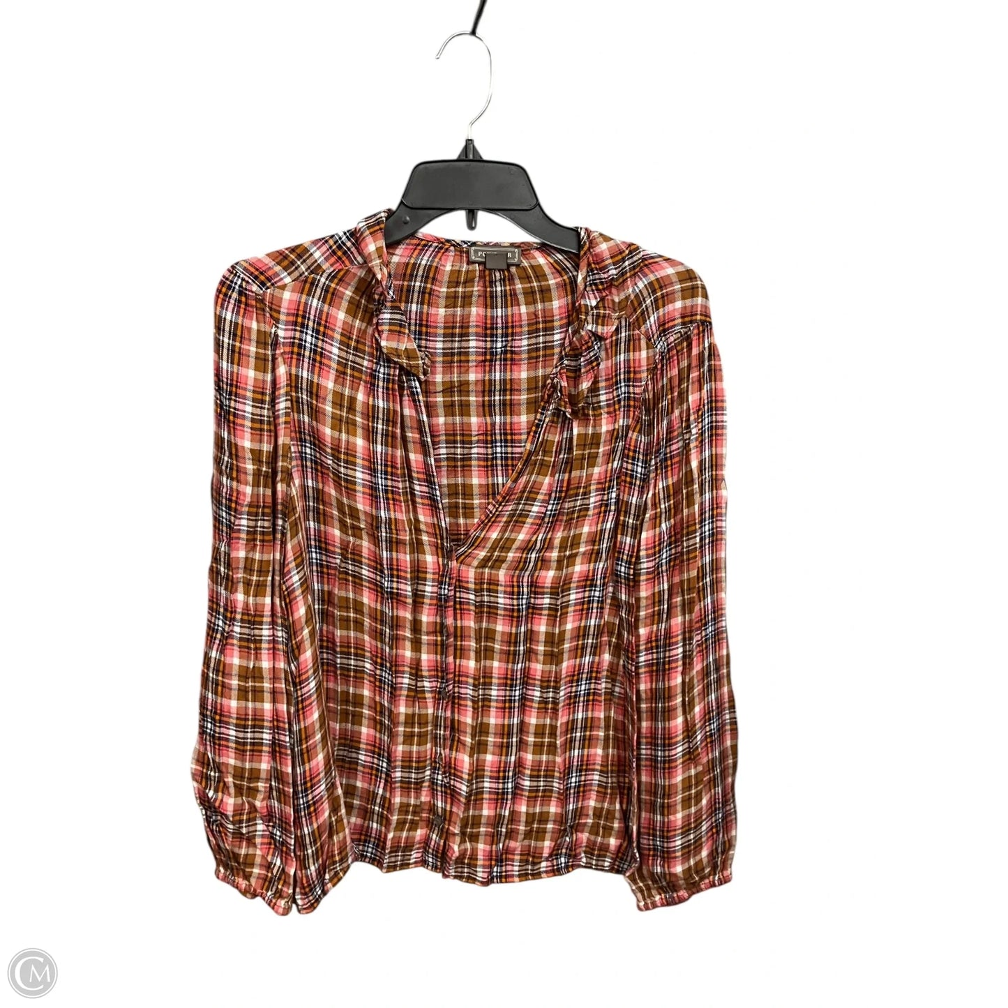 Blouse Long Sleeve By Point Sur In Plaid Pattern, Size: L