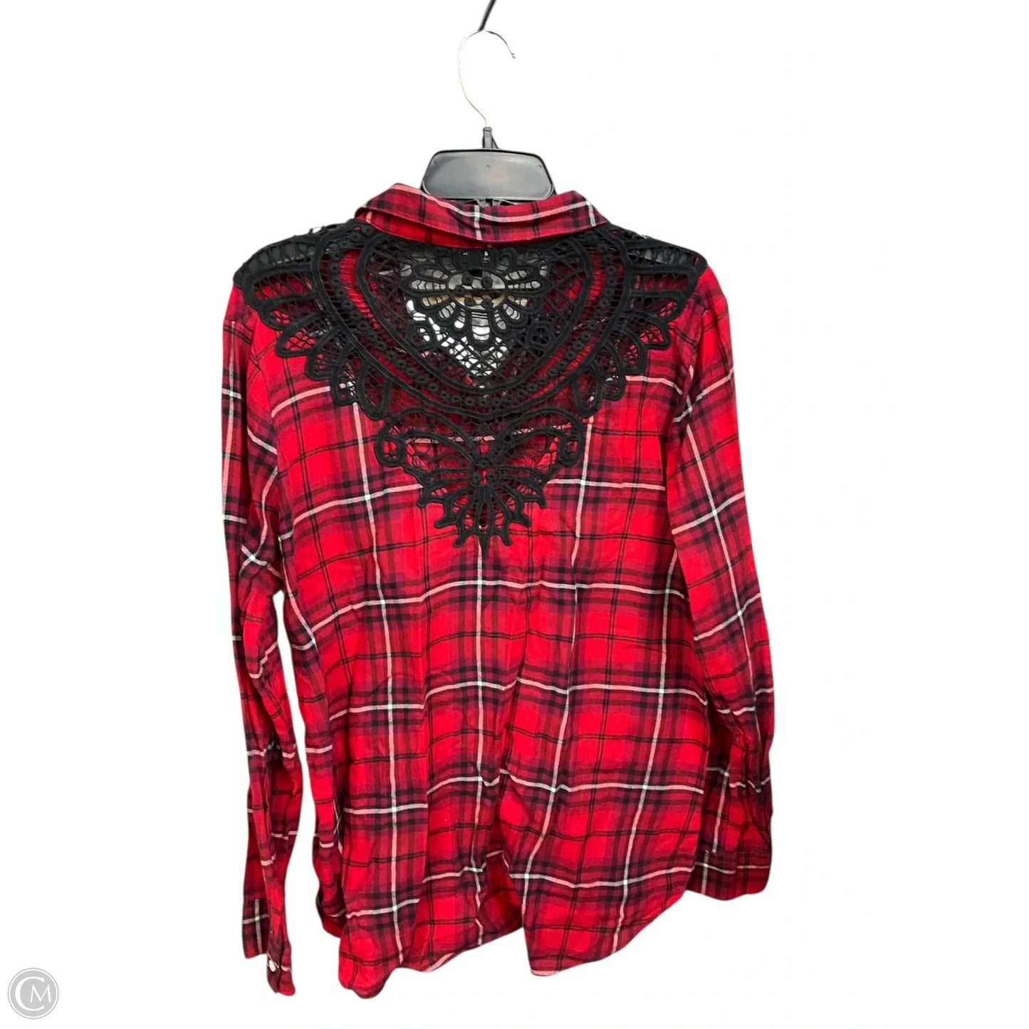 Blouse Long Sleeve By Express In Plaid Pattern, Size: L
