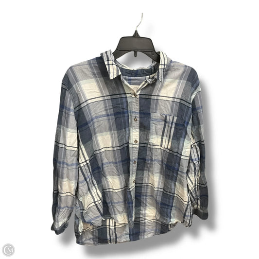 Blouse Long Sleeve By Universal Thread In Plaid Pattern, Size: Xl