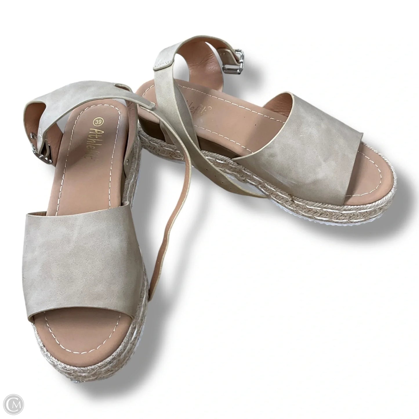 Sandals Flats By Cmc In Tan & White, Size: 8.5