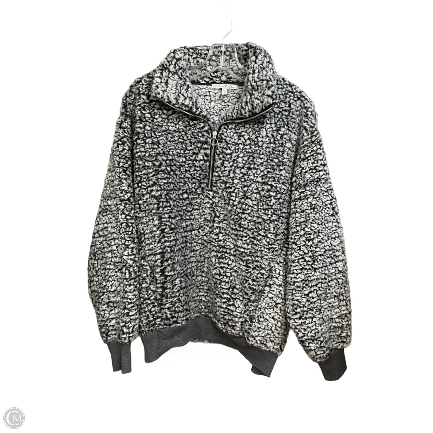 Jacket Faux Fur & Sherpa By Express In Black & White, Size: Xs