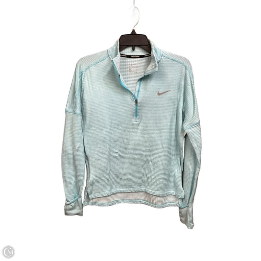 Athletic Top Long Sleeve Collar By Nike Apparel In Aqua, Size: S