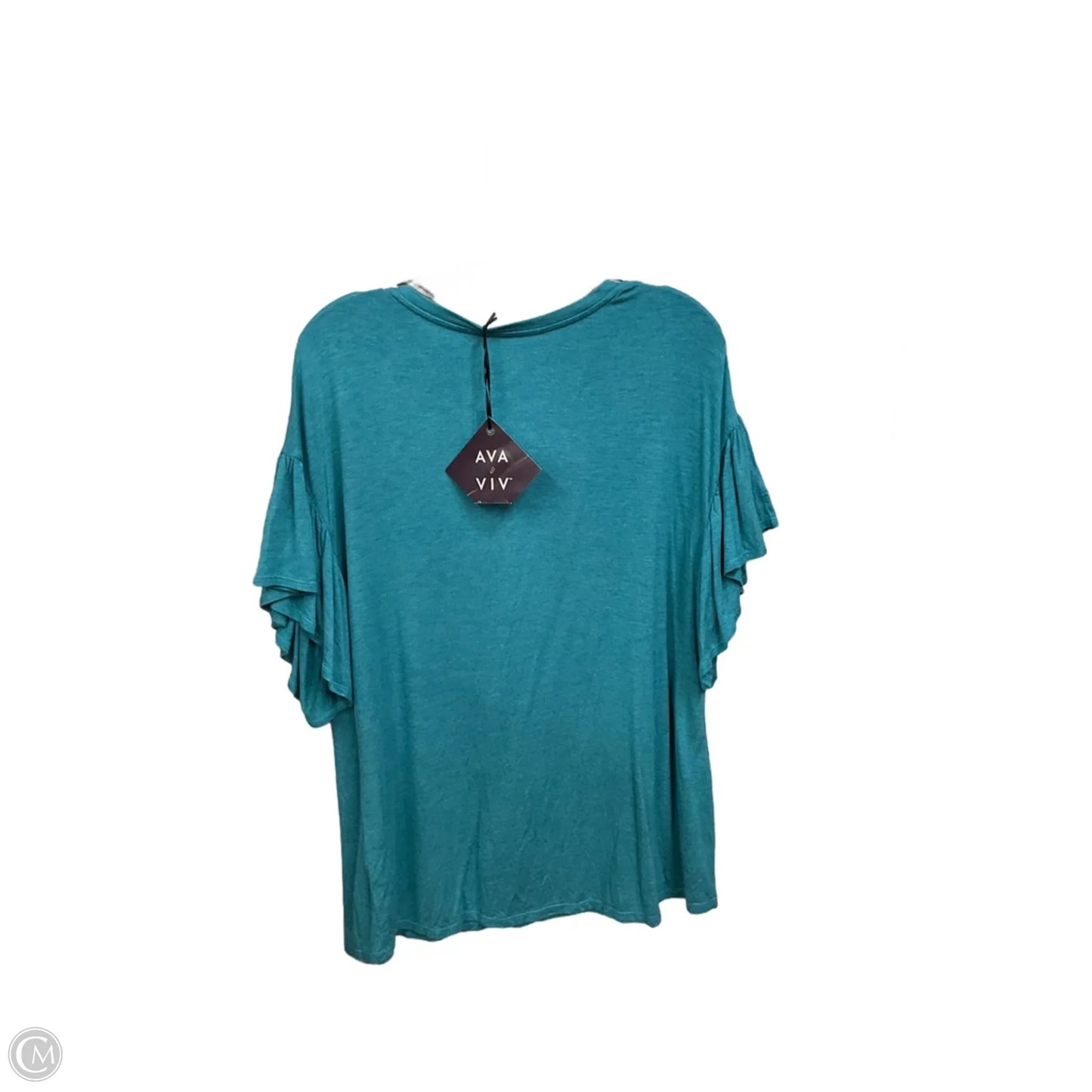 Top Short Sleeve Basic By Ava & Viv In Teal, Size: L