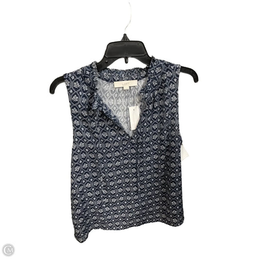 Blouse Sleeveless By Loft In Navy, Size: M
