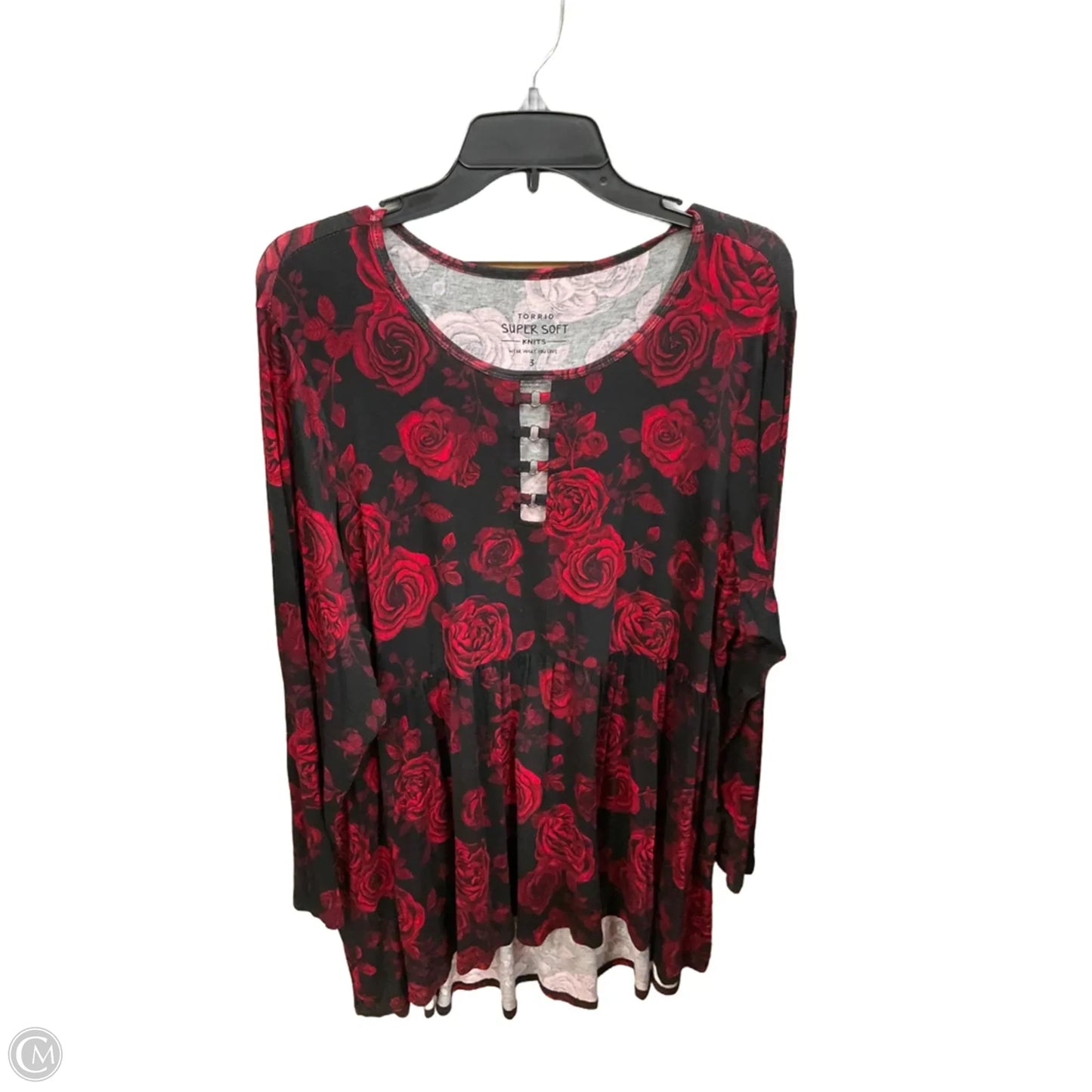 Tunic Long Sleeve By Torrid In Black & Red, Size: 3x