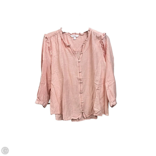 Top 3/4 Sleeve Basic By Lc Lauren Conrad In Peach, Size: Xl