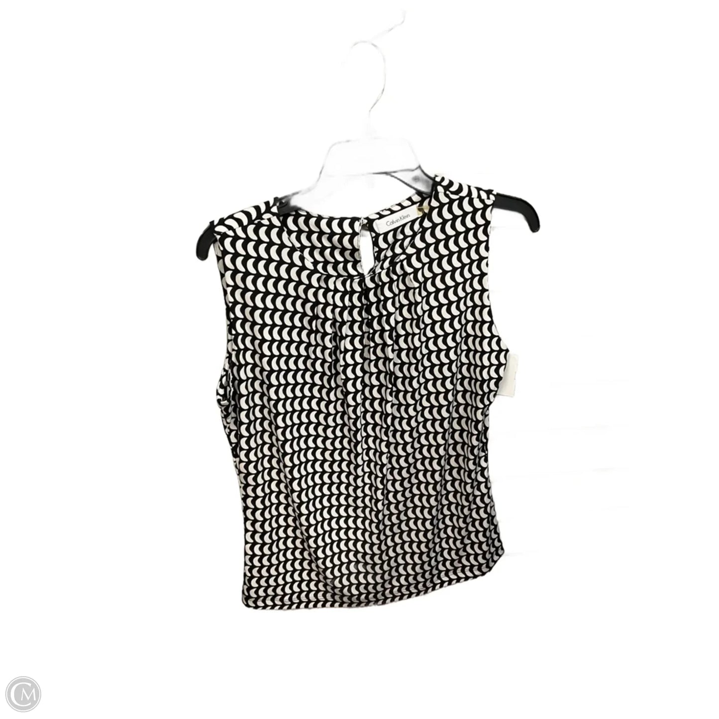 Blouse Sleeveless By Calvin Klein In Black & White, Size: M