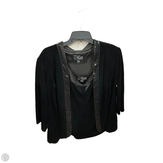 Top 2pc Long Sleeve By Alex Evenings In Black, Size: 1x