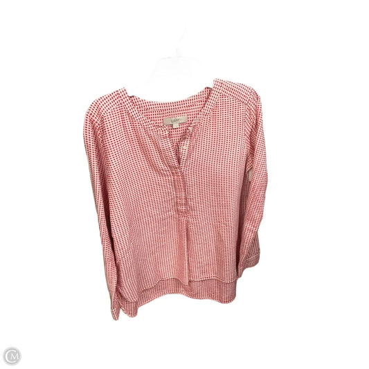 Top Long Sleeve By Loft In Red & White, Size: M