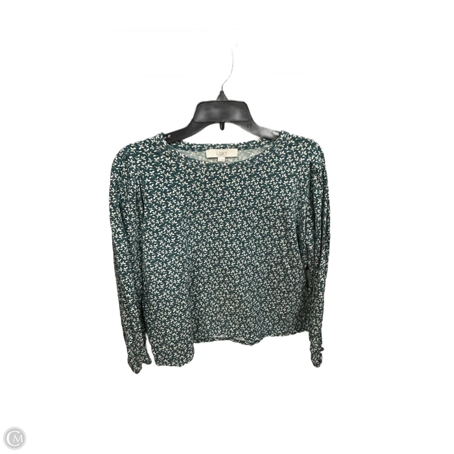 Top Long Sleeve By Loft In Green & White, Size: L