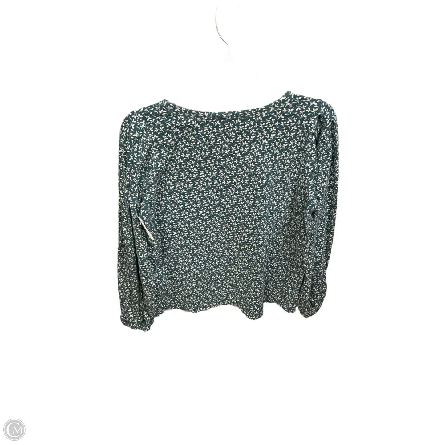 Top Long Sleeve By Loft In Green & White, Size: L