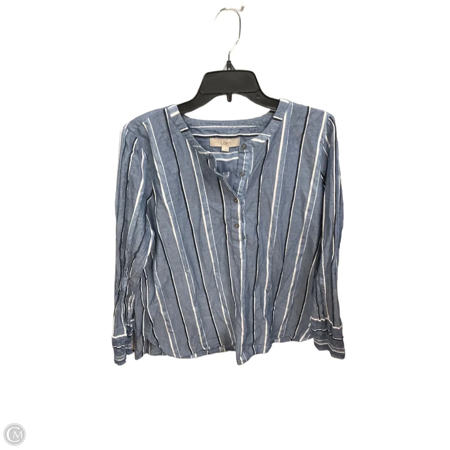 Top Long Sleeve Basic By Loft In Striped Pattern, Size: L