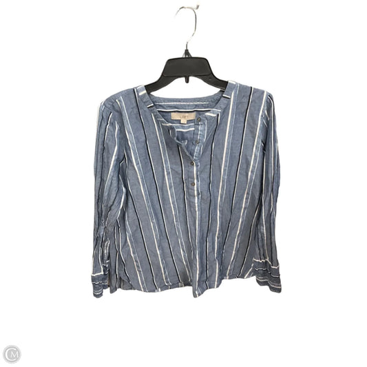 Top Long Sleeve Basic By Loft In Striped Pattern, Size: L