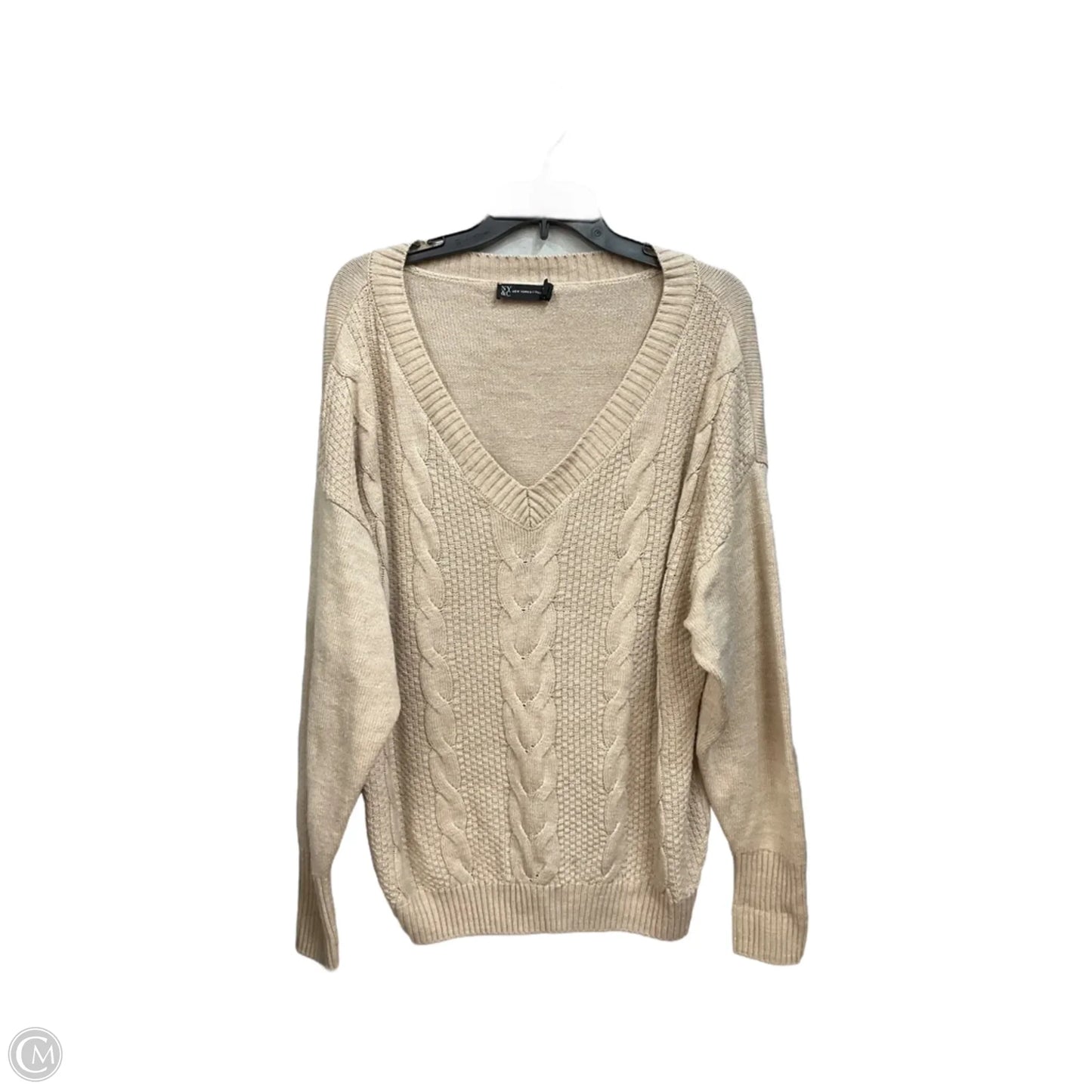 Top Long Sleeve Basic By New York And Co In Beige, Size: L