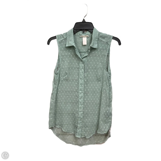 Blouse Sleeveless By H&m In Green, Size: Xs