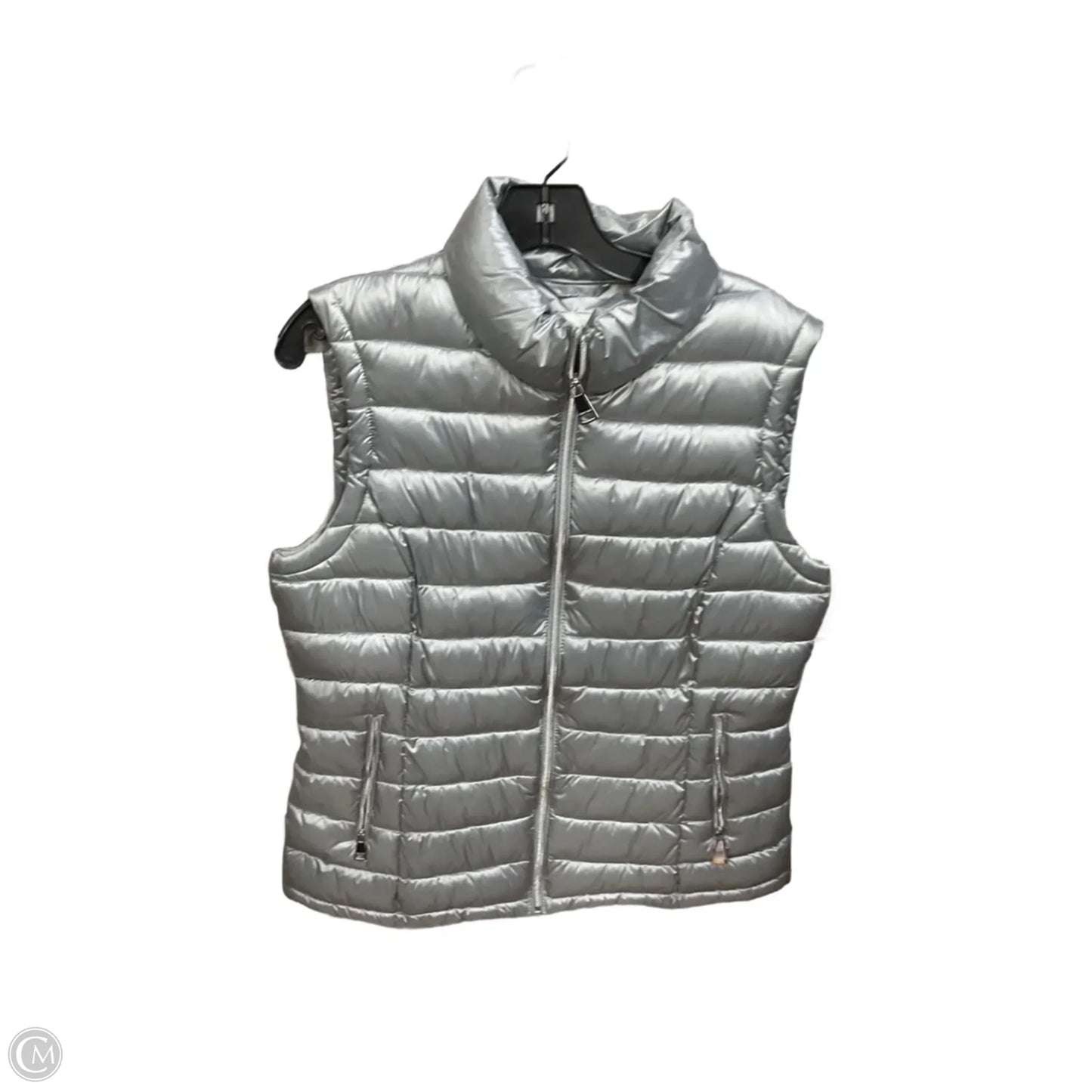 Vest Puffer & Quilted By Calvin Klein In Silver, Size: L