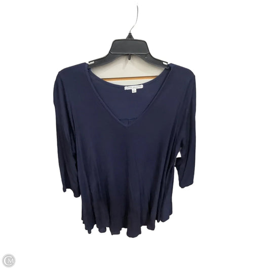 Top 3/4 Sleeve Basic By Green Envelope In Navy, Size: 2x