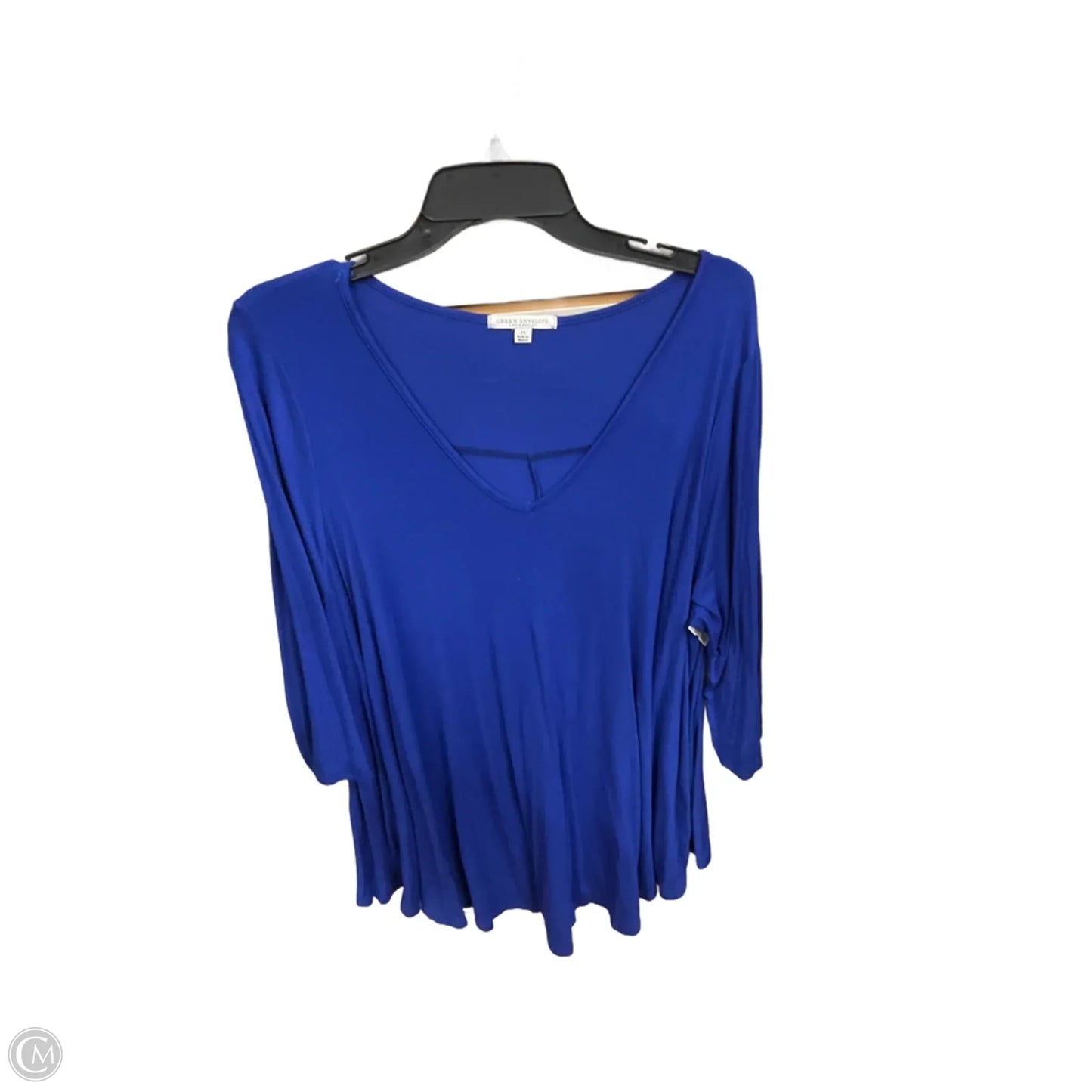 Top 3/4 Sleeve Basic By Green Envelope In Blue, Size: 2x
