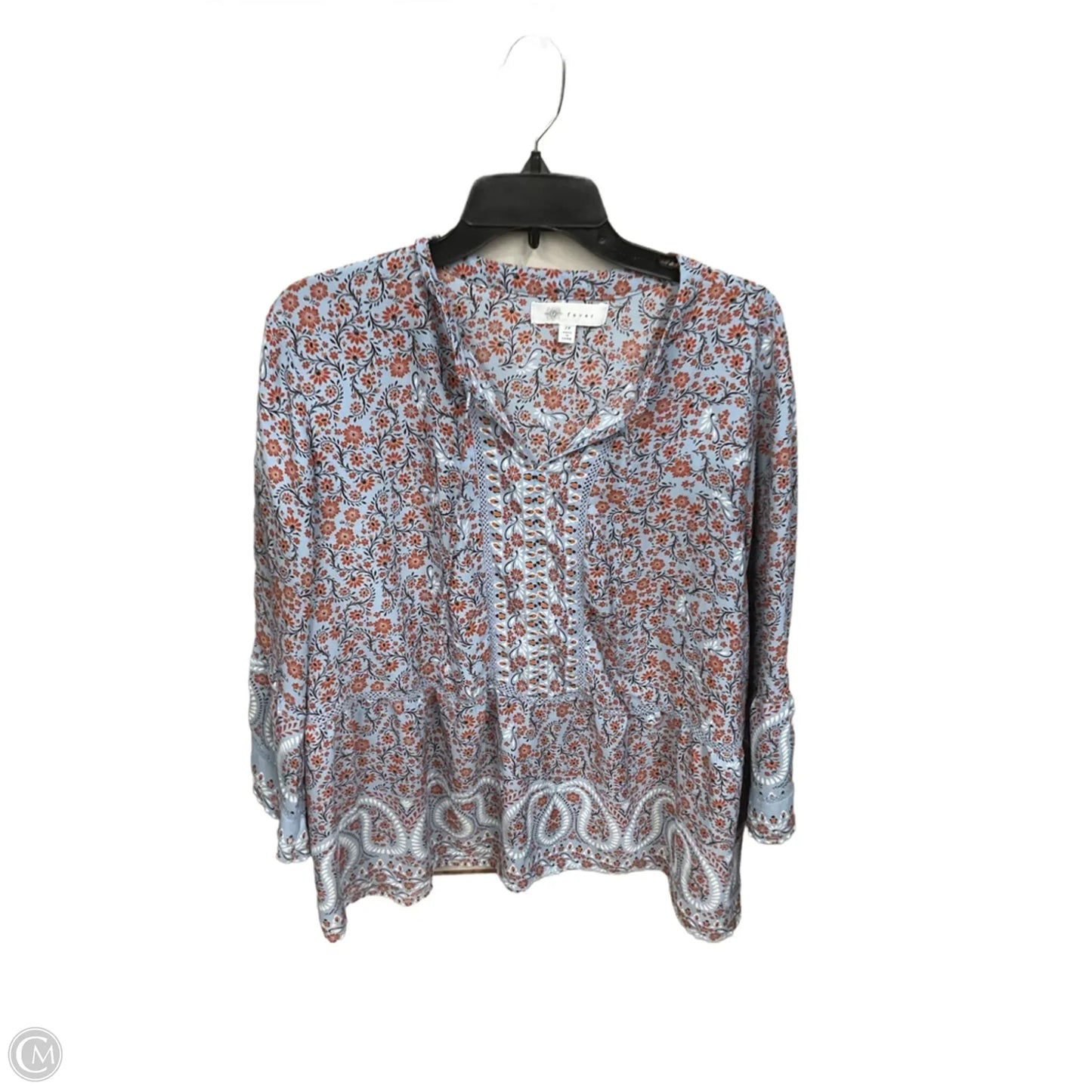 Blouse Long Sleeve By Fever In Floral Print, Size: 2x