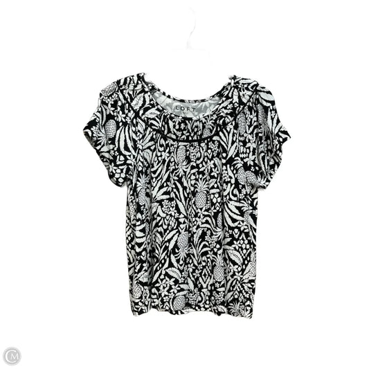 Top Short Sleeve By Loft In Black & White, Size: Xs