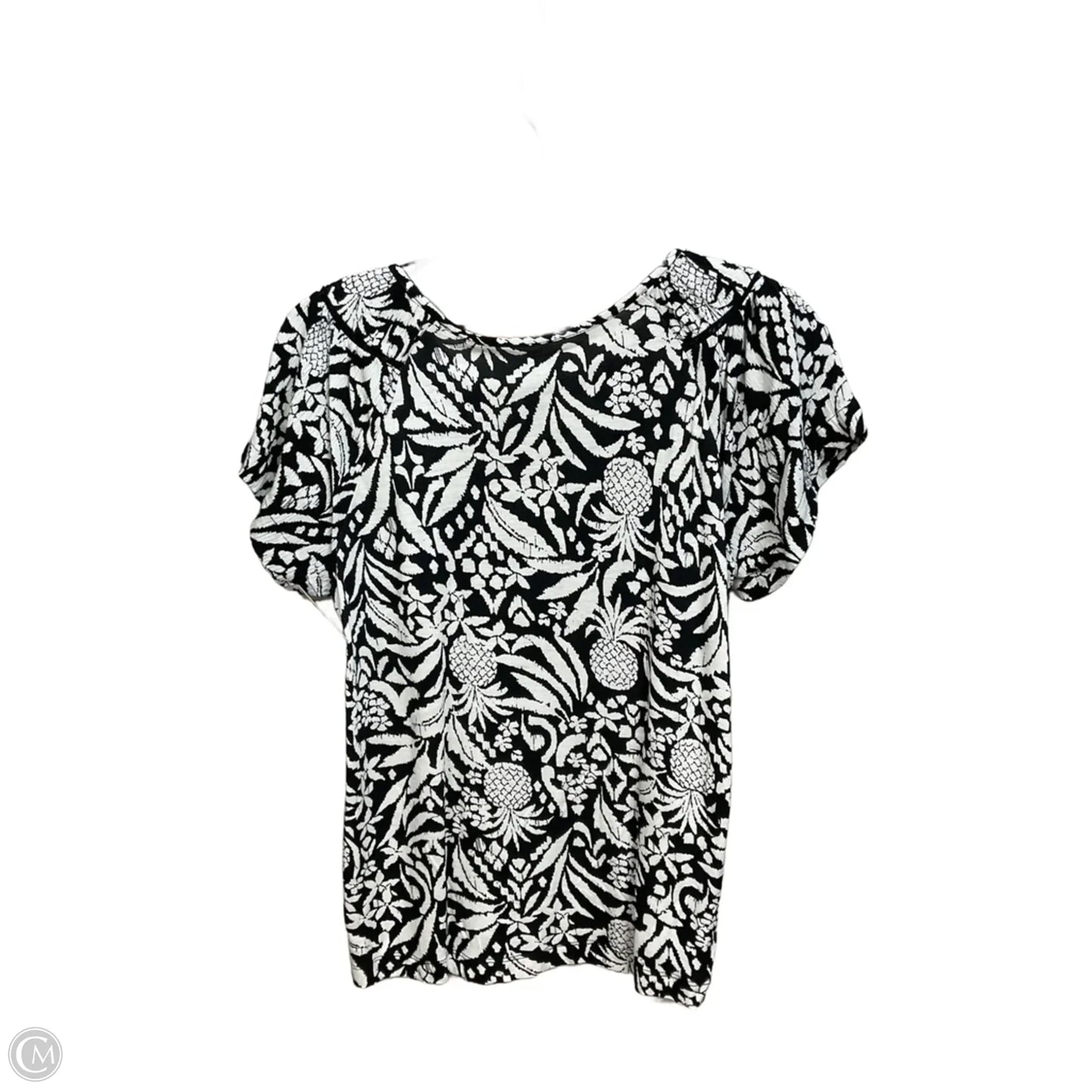 Top Short Sleeve By Loft In Black & White, Size: Xs