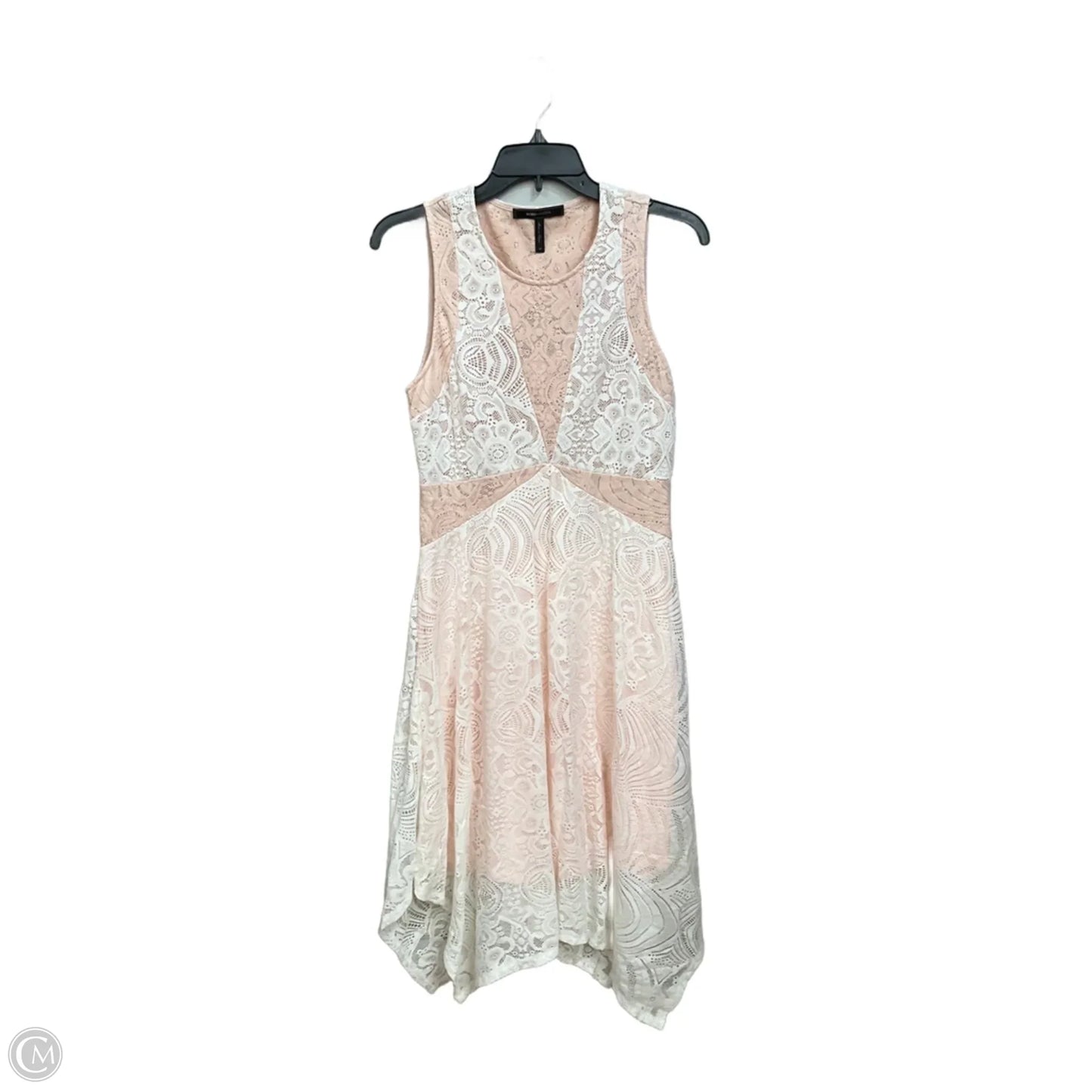 Dress Casual Short By Bcbgmaxazria In Pink & White, Size: M