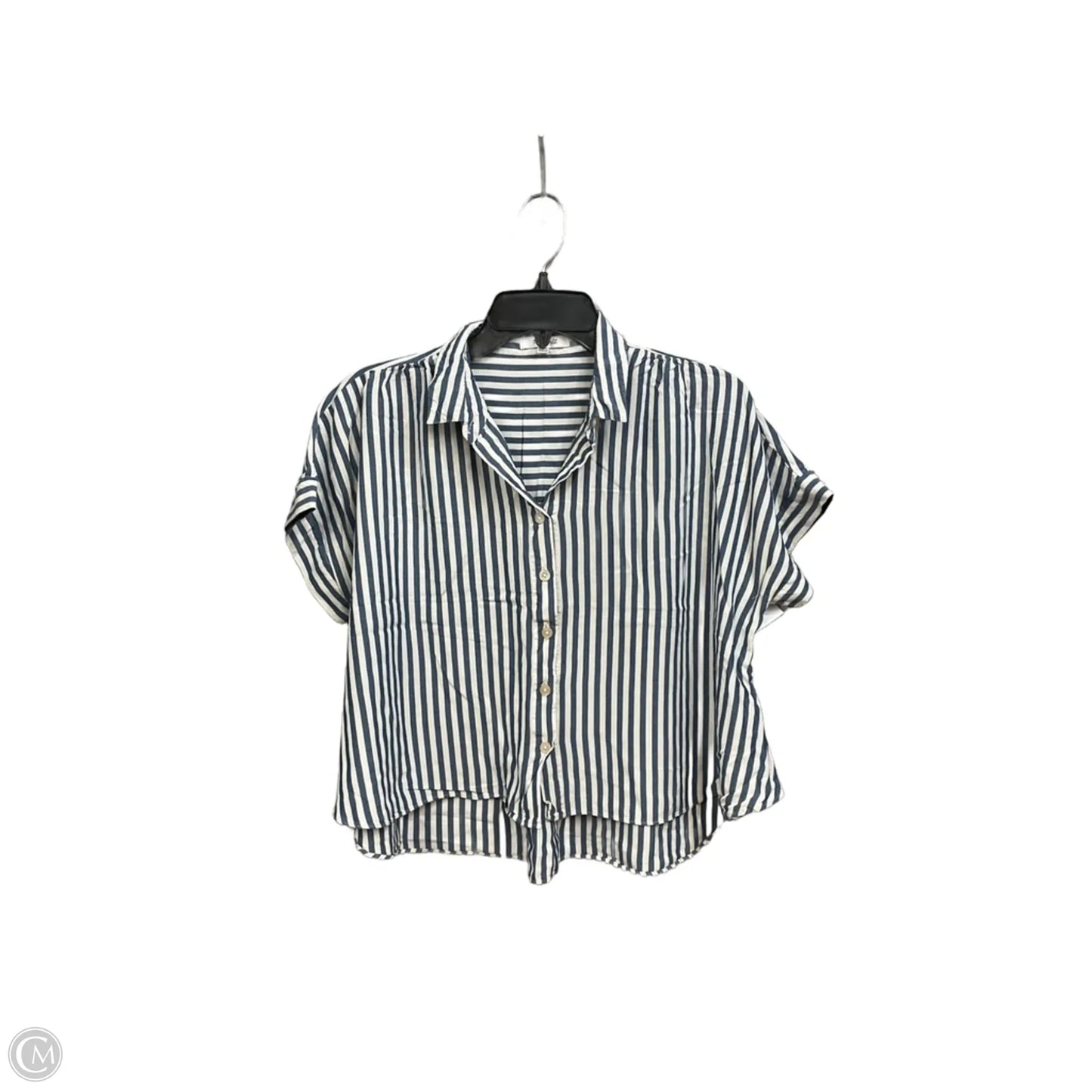 Blouse Short Sleeve By Madewell In Striped Pattern, Size: L
