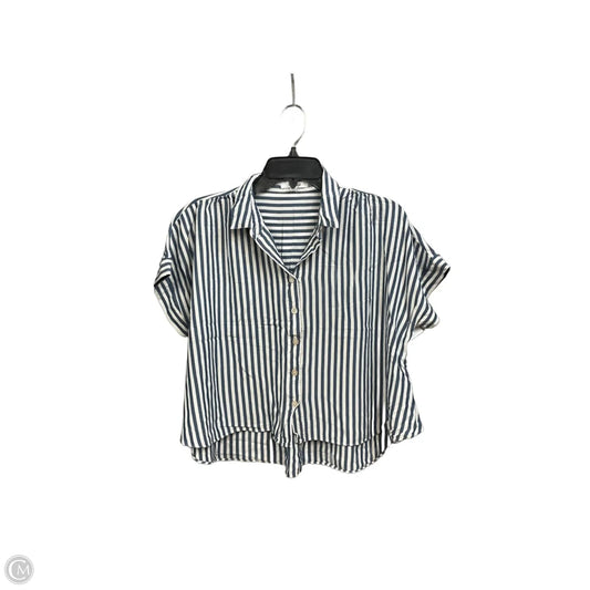 Blouse Short Sleeve By Madewell In Striped Pattern, Size: L