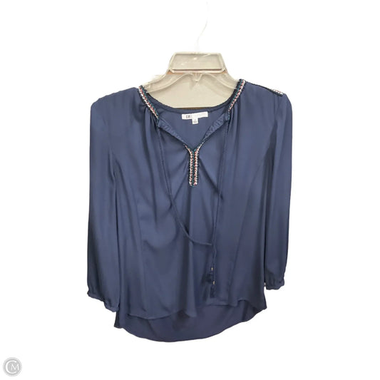 Blouse Long Sleeve By Dr2 In Blue, Size: M