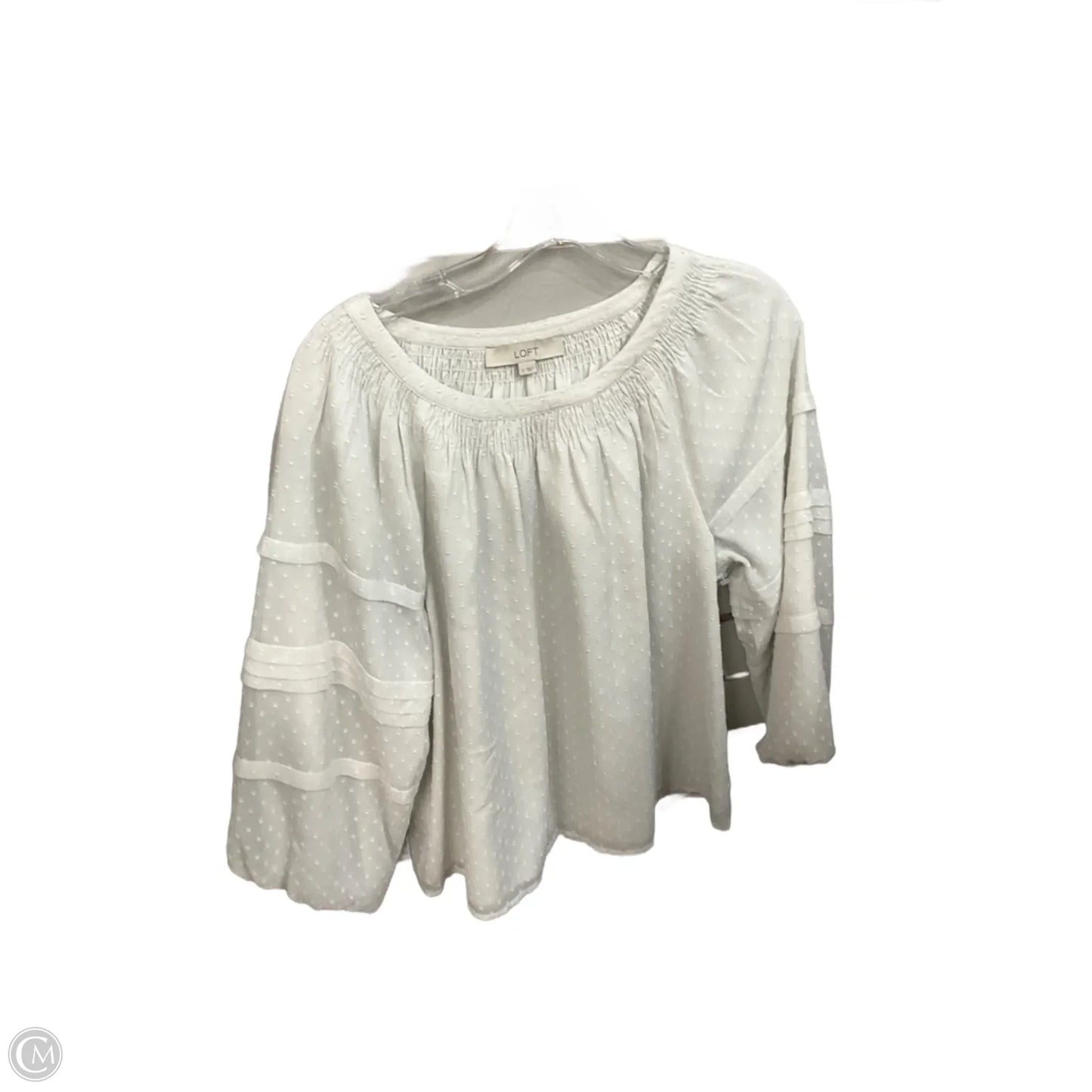 Blouse Long Sleeve By Loft In Grey, Size: S