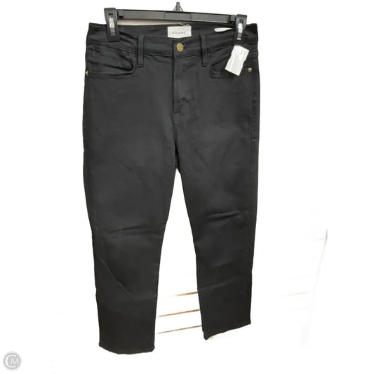 Jeans Straight By Frame In Black Denim, Size: 8