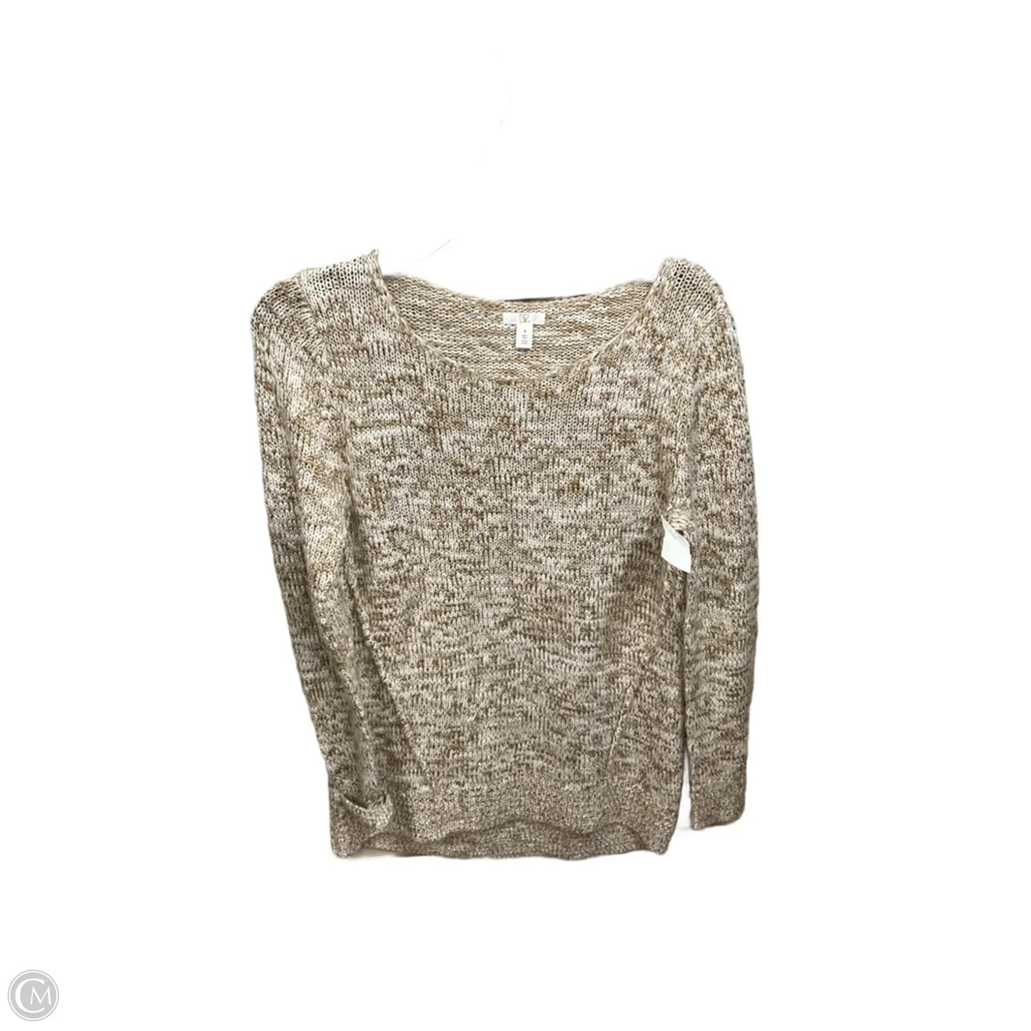 Top Long Sleeve By Bp In Brown & White, Size: M