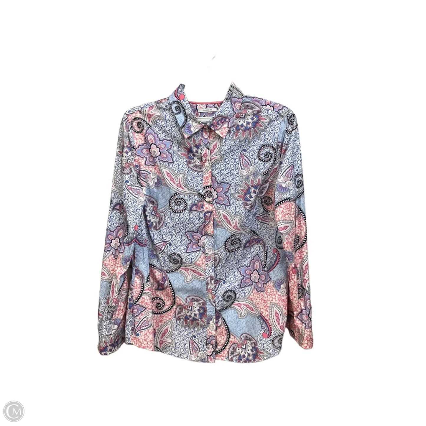 Blouse Long Sleeve By Charter Club In Paisley Print, Size: M