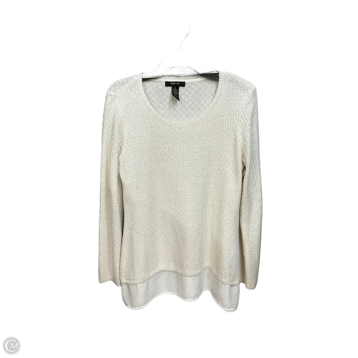 Top Long Sleeve Basic By Style And Company In Cream, Size: L